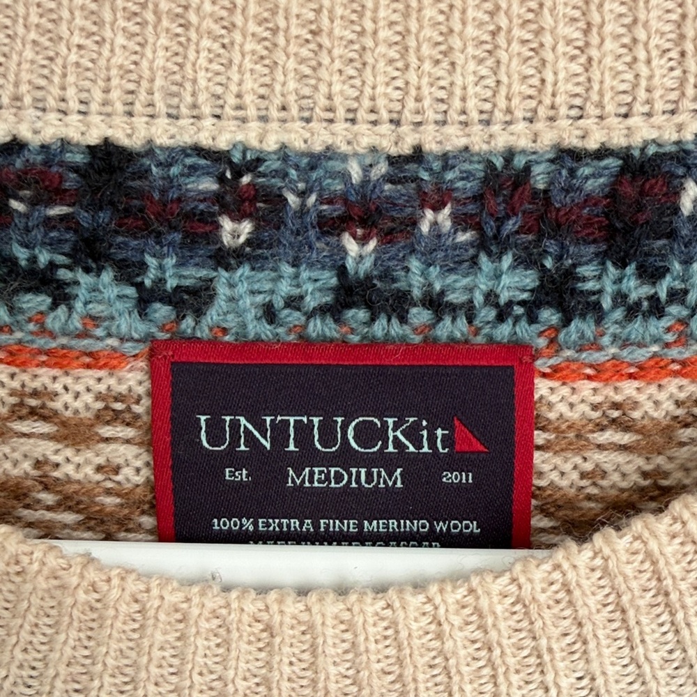 UNTUCKit Multicolor Patterned Crew Neck Sweater - image 2